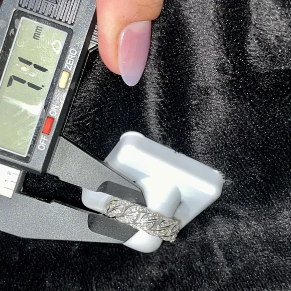 14k white gold vermeil VVS diamond cuban ring, 2 carat moissanite diamond ring - Picture 3 of 8